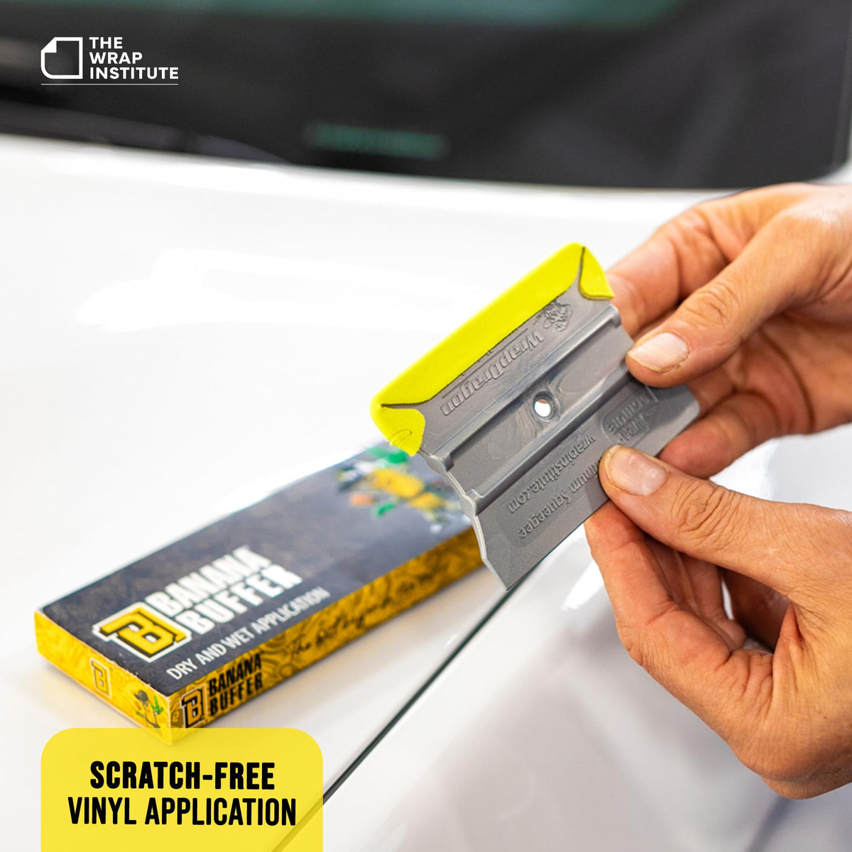 THE WRAP INSTITUTE buffer beside ruler showing 1 1/8 inch width accuracy