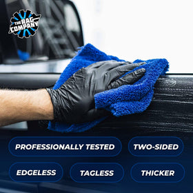 Close-up of The Rag Company plush microfiber fibers highlighting soft texture and high absorbency benefit