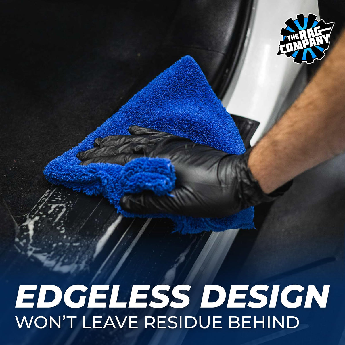 The Rag Company towel buffing car paint to a shine demonstrating safe polishing benefit