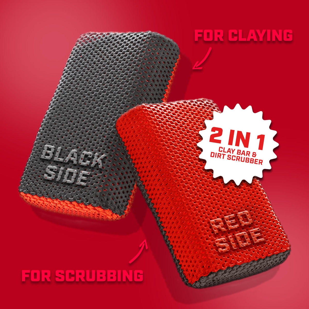 The Rag Company dual-sided closeup showing clay face and jersey scrubber for efficient cleaning