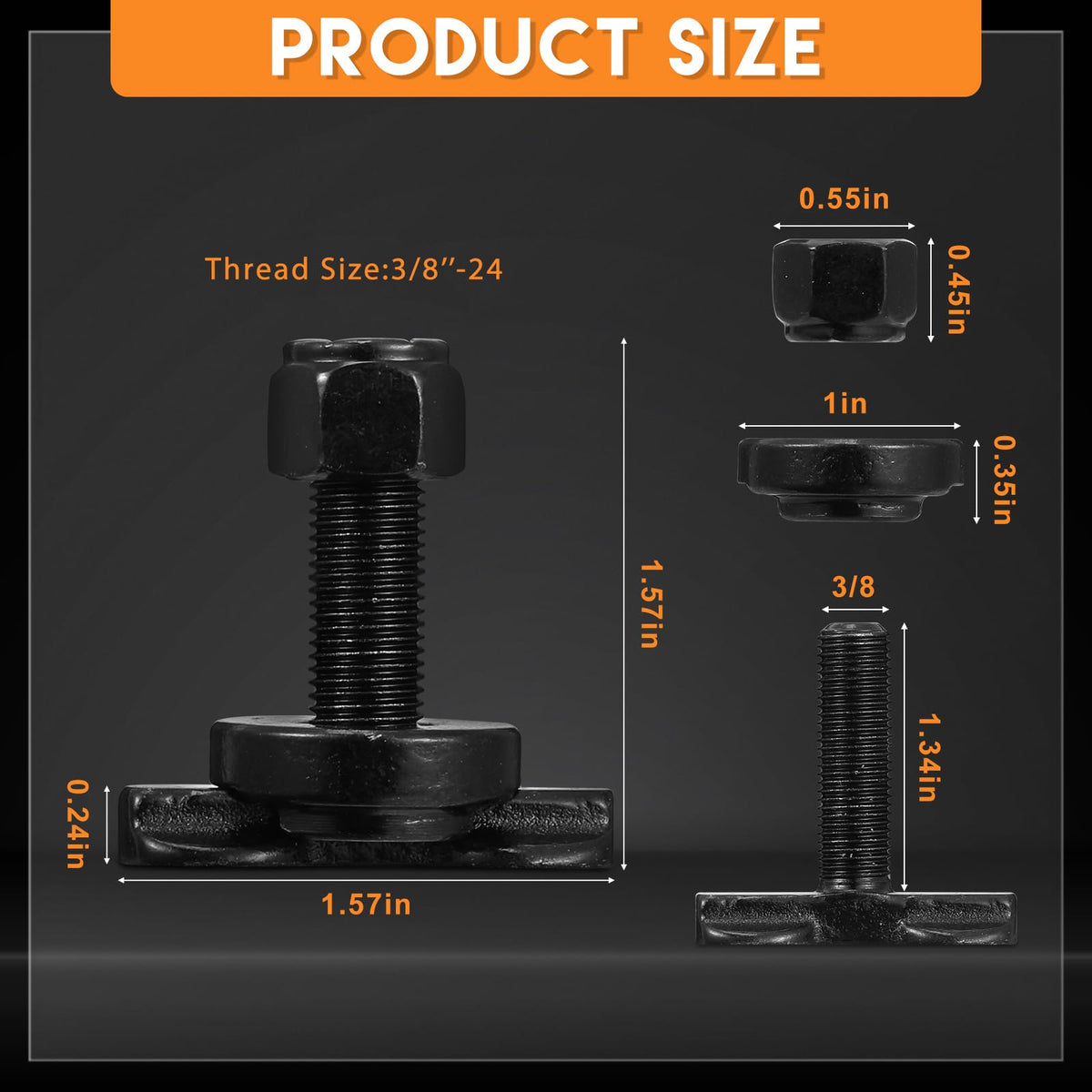 Therwen closeup of thread detail for secure 3/8"-24 attachment strength