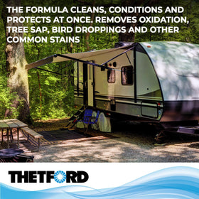 Clean RV roof after using Thetford, lifestyle shot showing improved appearance benefit