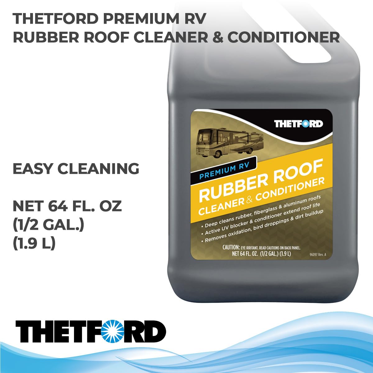 Thetford spray nozzle close-up demonstrating easy application and controlled coverage benefit