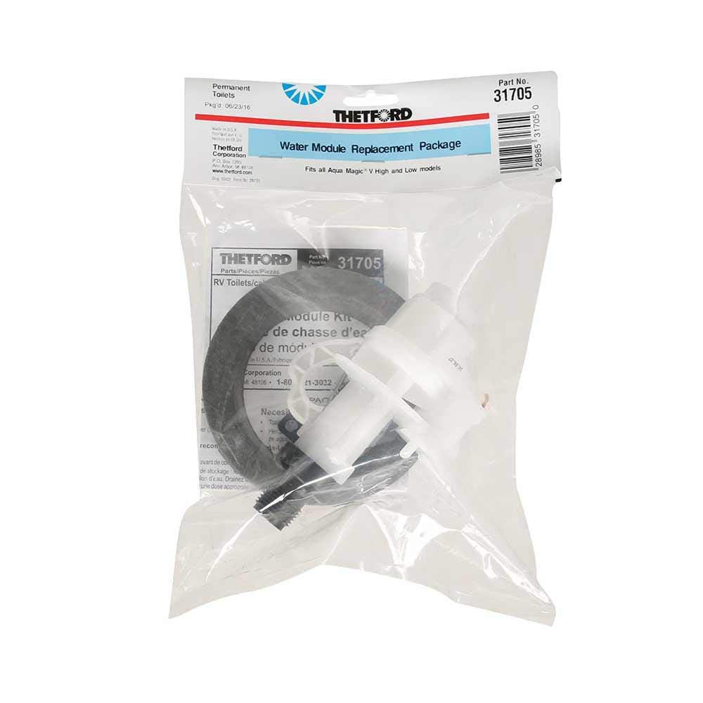 Thetford Aqua‑Magic V front view showing valve kit and easy replacement benefit