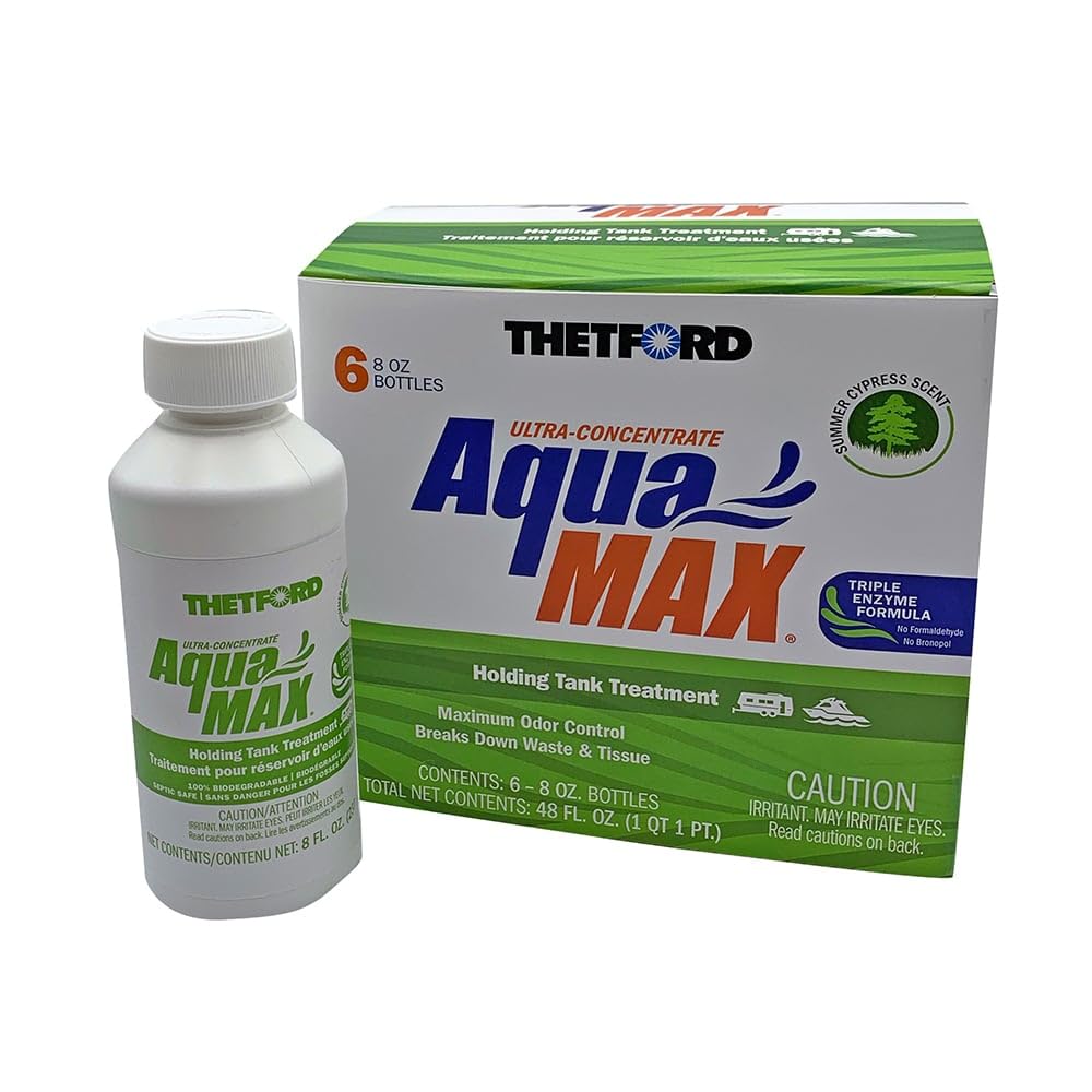 Thetford AquaMAX front packaging shows bottle and label, reassuring quality and scent