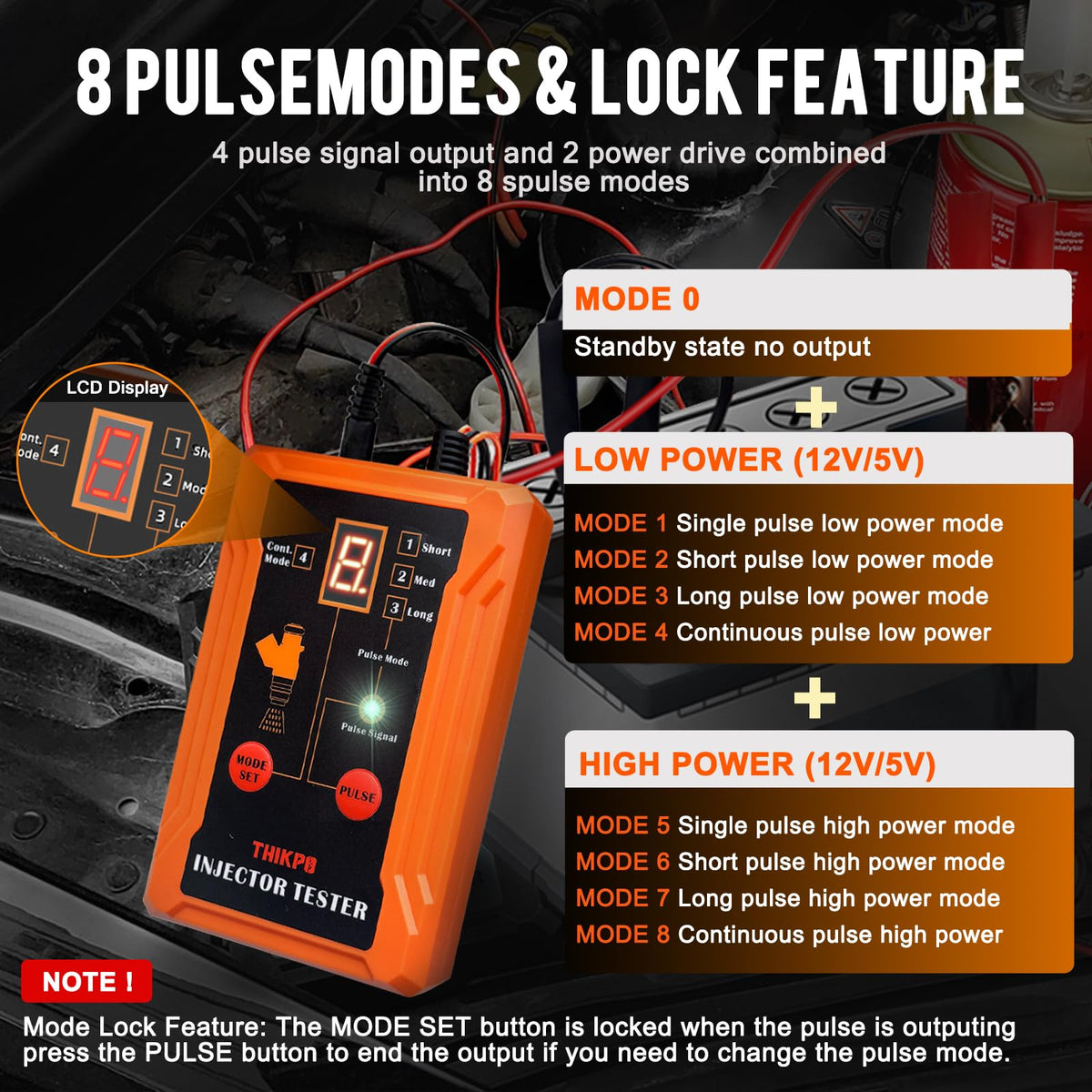 THIKPO dual output leads connected to two injectors enabling side-by-side testing