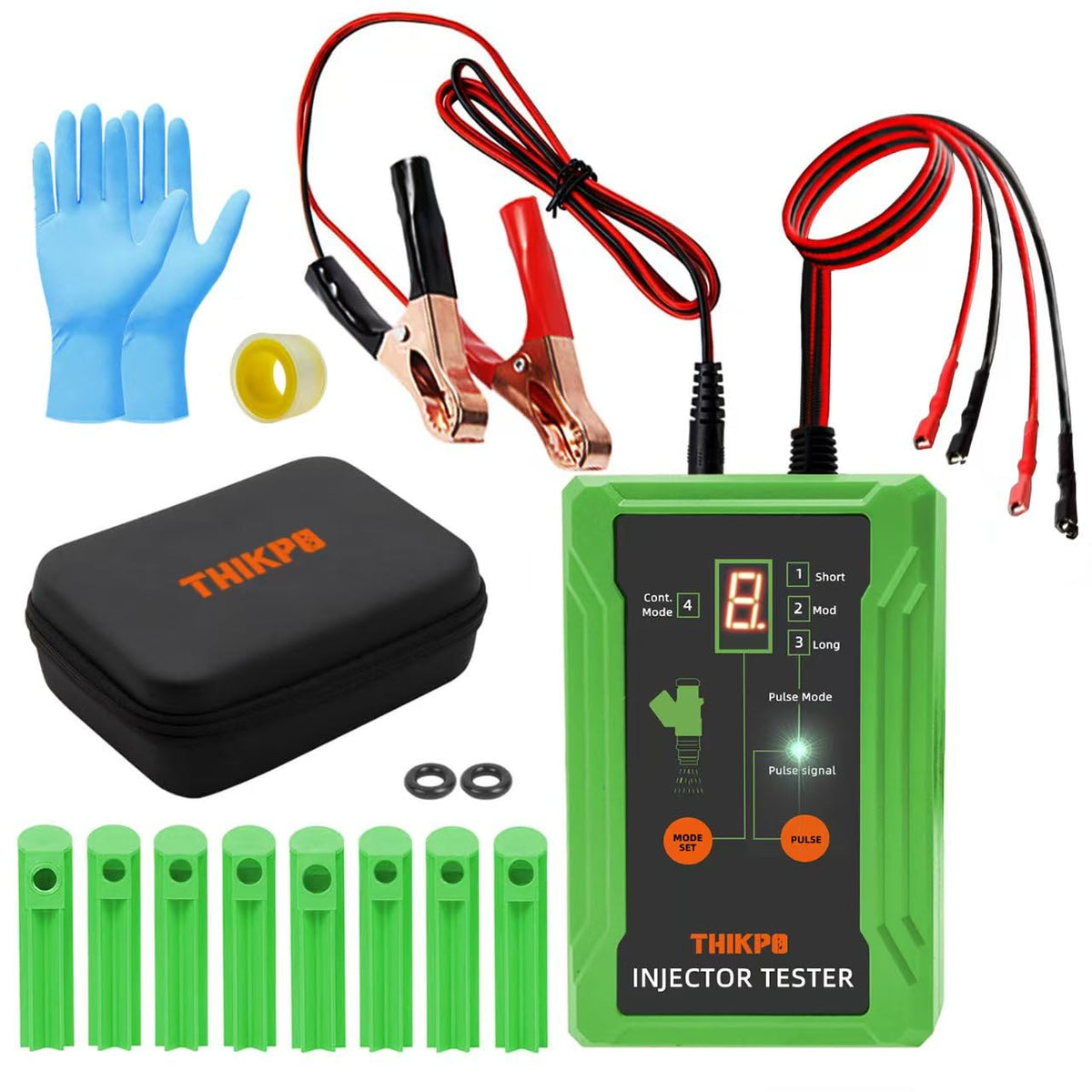 THIKPO front panel view showing controls and benefits of portable tester