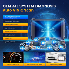 thinkcar THINKSCAN 689BT included accessories and adapters, broad vehicle coverage