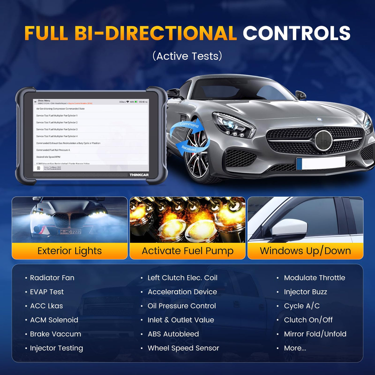 thinkcar THINKSCAN 689BT close-up touchscreen, responsive controls improve workflow