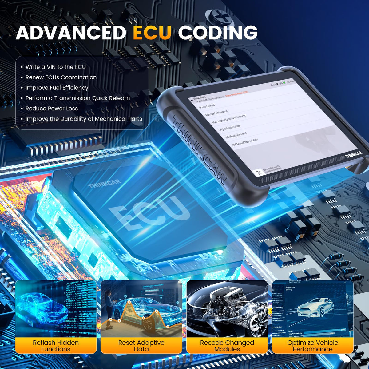 thinkcar THINKSCAN 689BT ECU coding screen, enables module customization safely