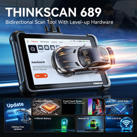 thinkcar ThinkScan 689 held in hands showing compact size and workshop portability