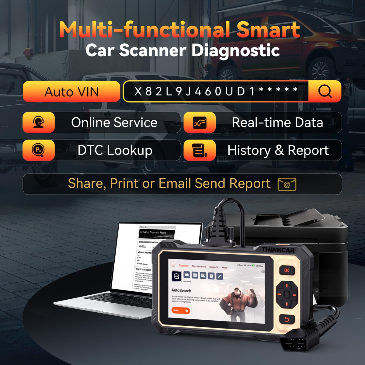 thinkcar THINKSCAN 662 service reset screen showing 12 reset functions available