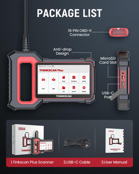 thinkcar ThinkScan Plus S7 connected to car OBD port, practical garage use