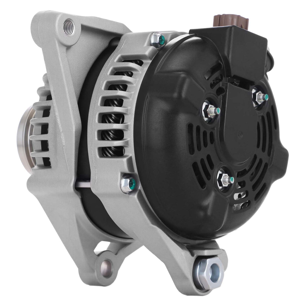 ThinkFar alternator held in hands to show size and installation scale