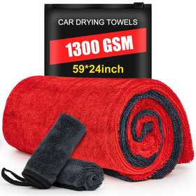 ThinkLearn front packaging showing 59x24 towel and two small towels, speeds drying