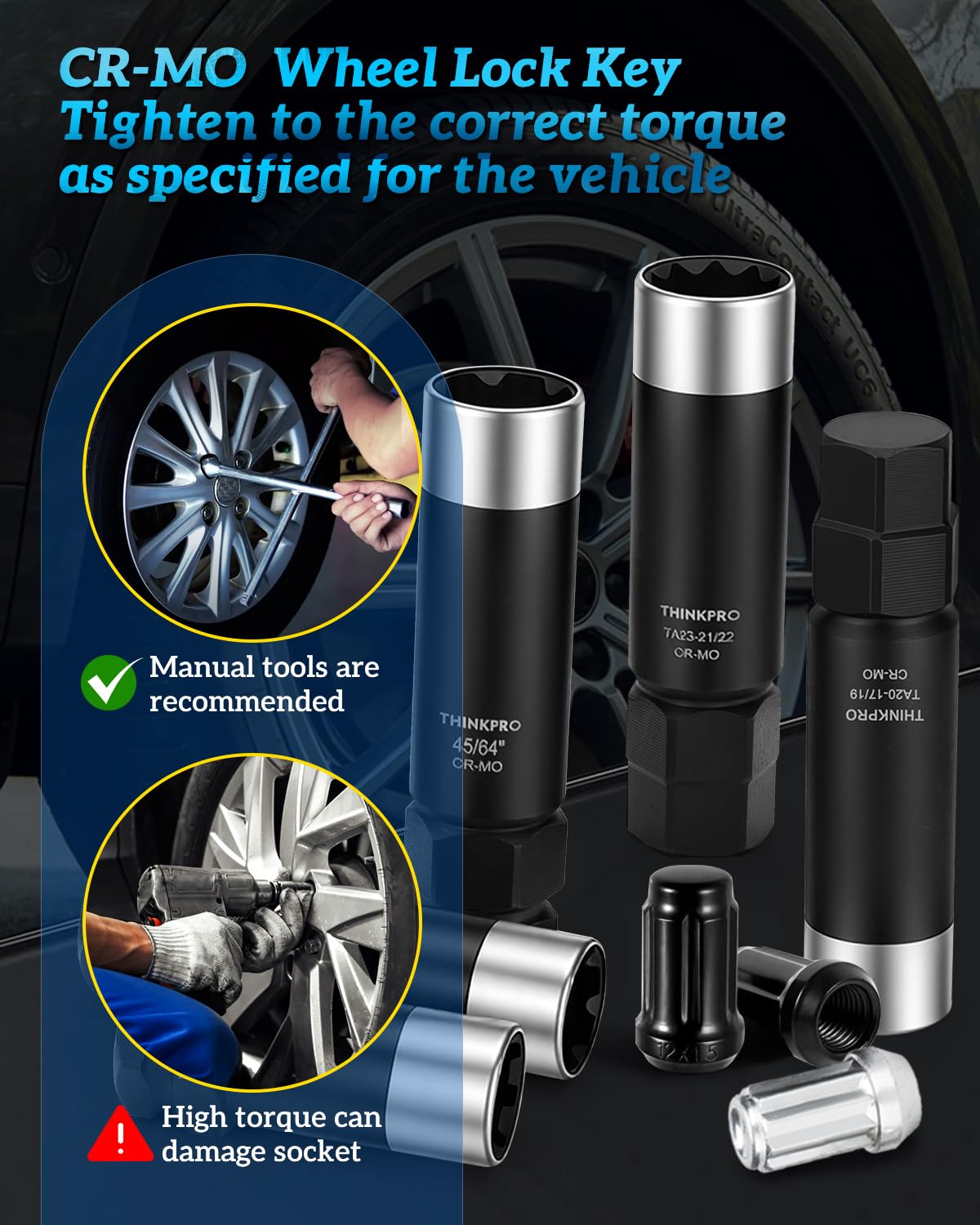 Thinkpro socket in use removing aftermarket lug nut for quick roadside service