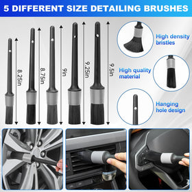 THINKWORK brush set arranged by size showing versatile cleaning for vents to wheels