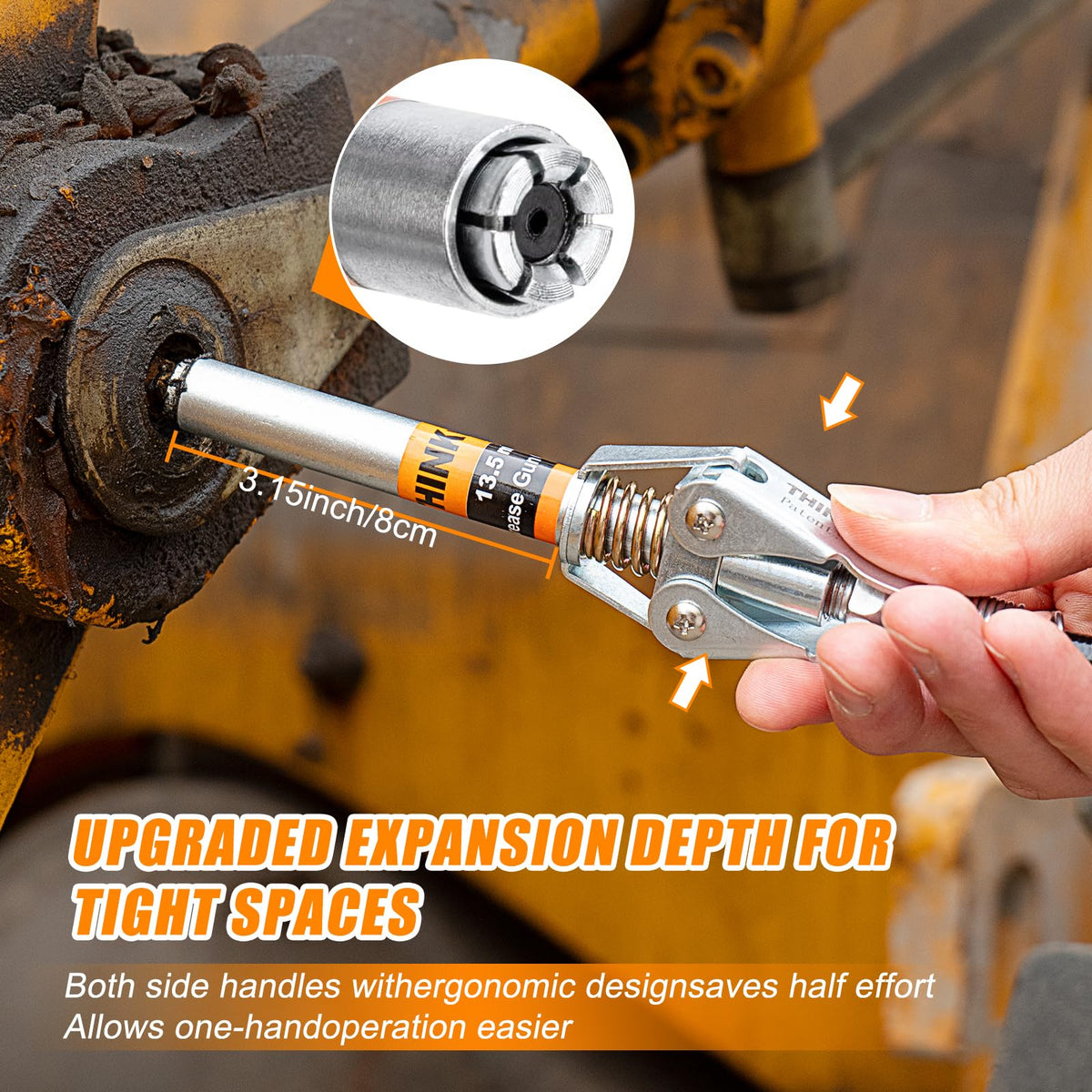 THINKWORK double-handle shown engaged to reduce hand strain and speed locking
