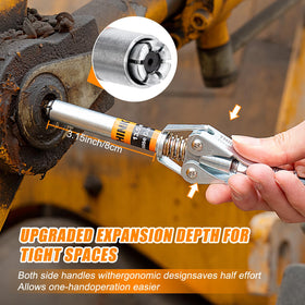 THINKWORK double-handle shown engaged to reduce hand strain and speed locking
