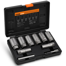 THINKWORK front view of 10-piece extractor kit showing organized sockets and case for quick selection