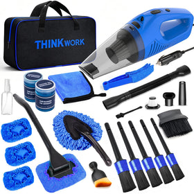 THINKWORK front view of complete car cleaning kit showing organized layout and portability