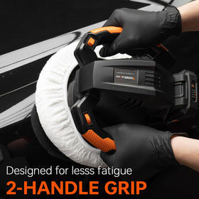 THINKWORK polisher being used on a car door demonstrating cordless convenience and even finish