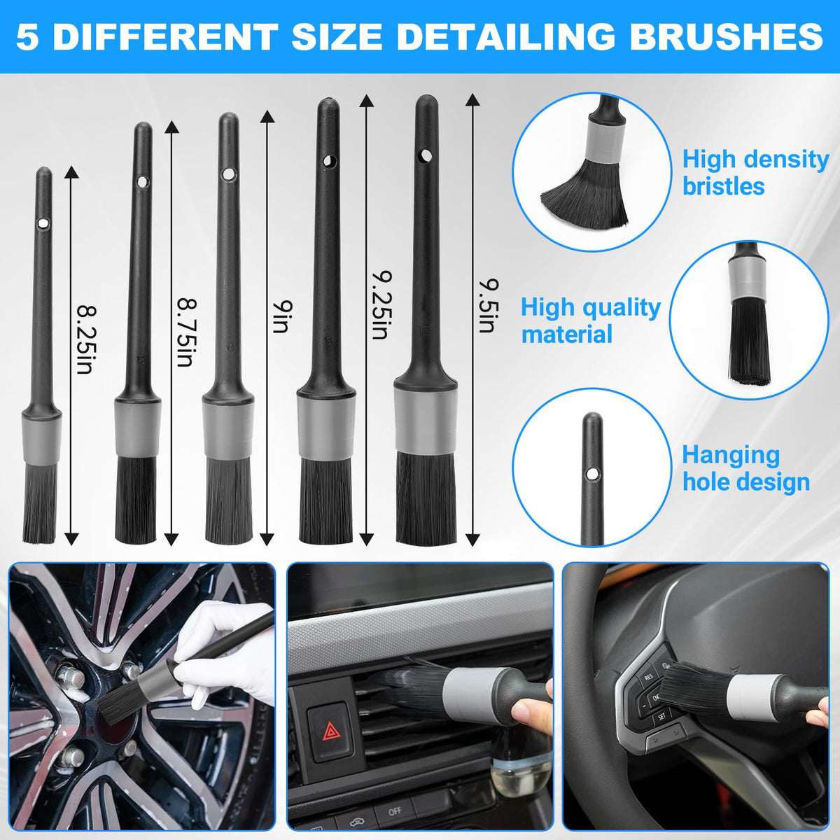 THINKWORK tire brush and wire brushes clearing stubborn grime from rims for restored finish