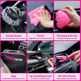THINKWORK vacuum in use on upholstery demonstrating hair and debris removal benefit