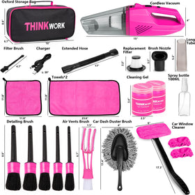 THINKWORK windshield and microfiber towels staged for streak-free glass cleaning and polishing