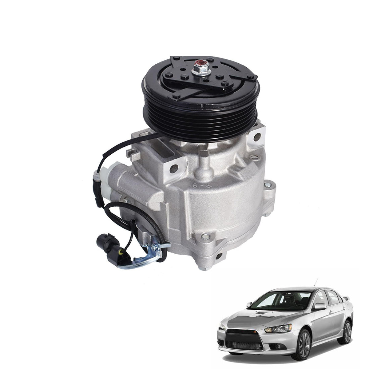 Thomletha AC compressor front view showing solid metal housing and fitment benefit