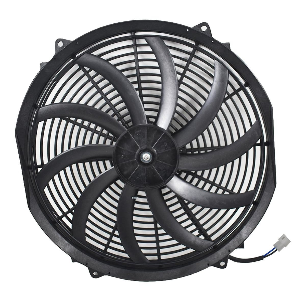 Thomletha curved 15-inch blade close-up highlighting low-noise profile