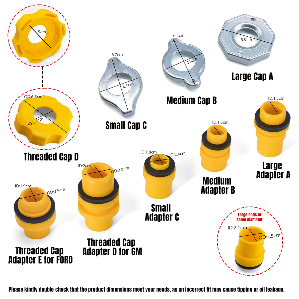 Thorstone adapters and caps array laid out to show universal compatibility benefit