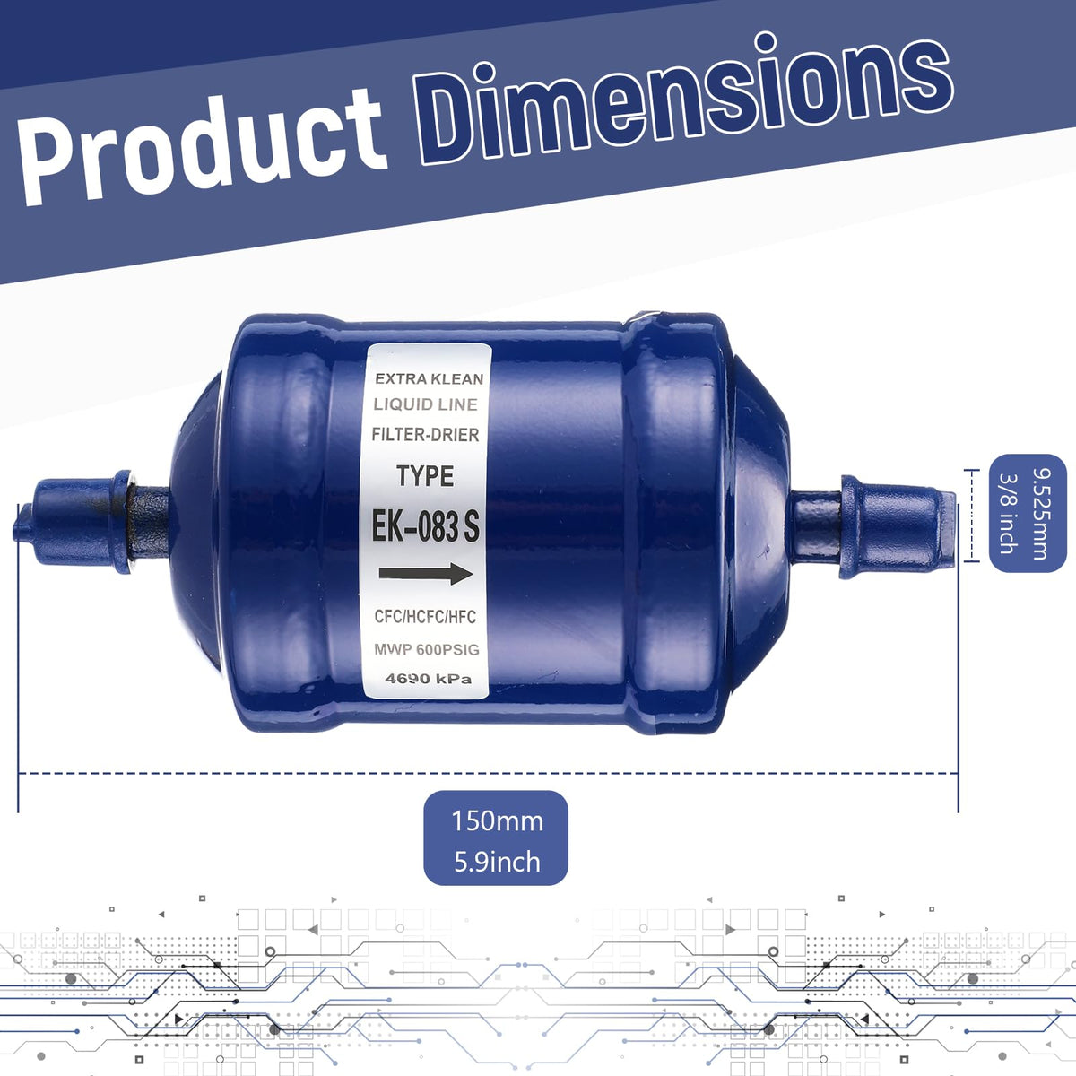 Threlaco EK-083S welded 0.4 inch copper connection close-up, ensures leak-resistant join