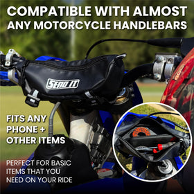 ThrottlePak beside a rider glove to show compact scale and convenience