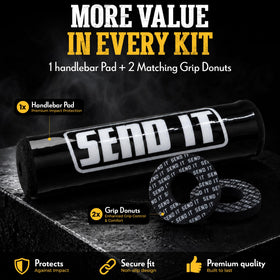 ThrottlePak close-up of SEND IT graphic highlighting clear print and durable finish