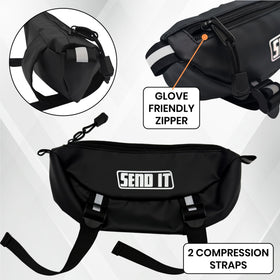 ThrottlePak zipper and sealed seams detail for weather-resistant protection