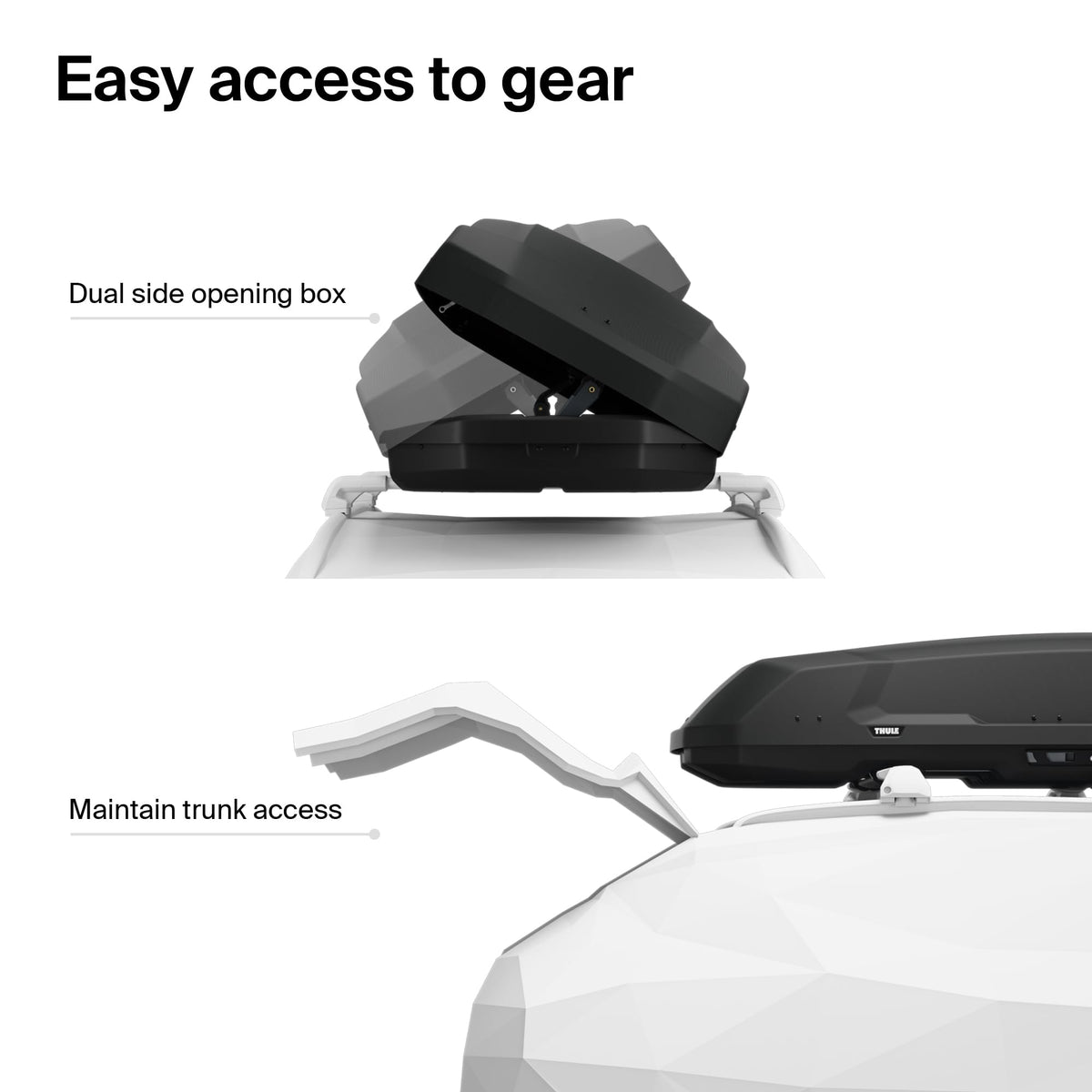 Thule Force 3 L US interior storage shot displaying roomy cargo space and organized packing