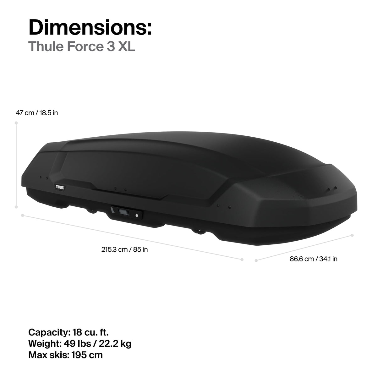 Thule Force 3 XL US next to luggage showing large volume and scale benefit