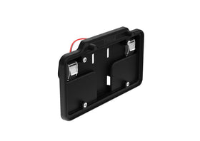 Thule license plate holder front view showing sleek black profile and durable build benefit