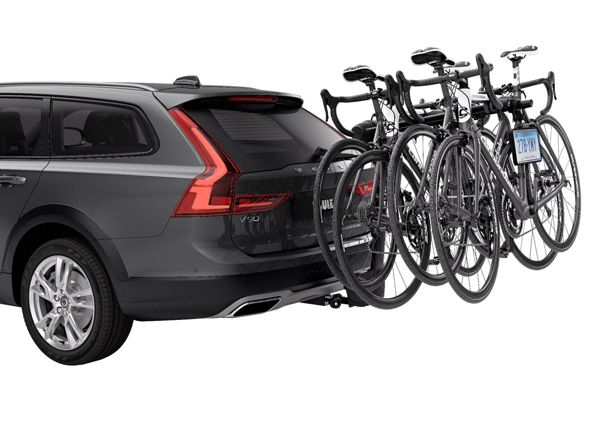 Thule license plate holder integrated light detail showing illumination for night visibility benefit