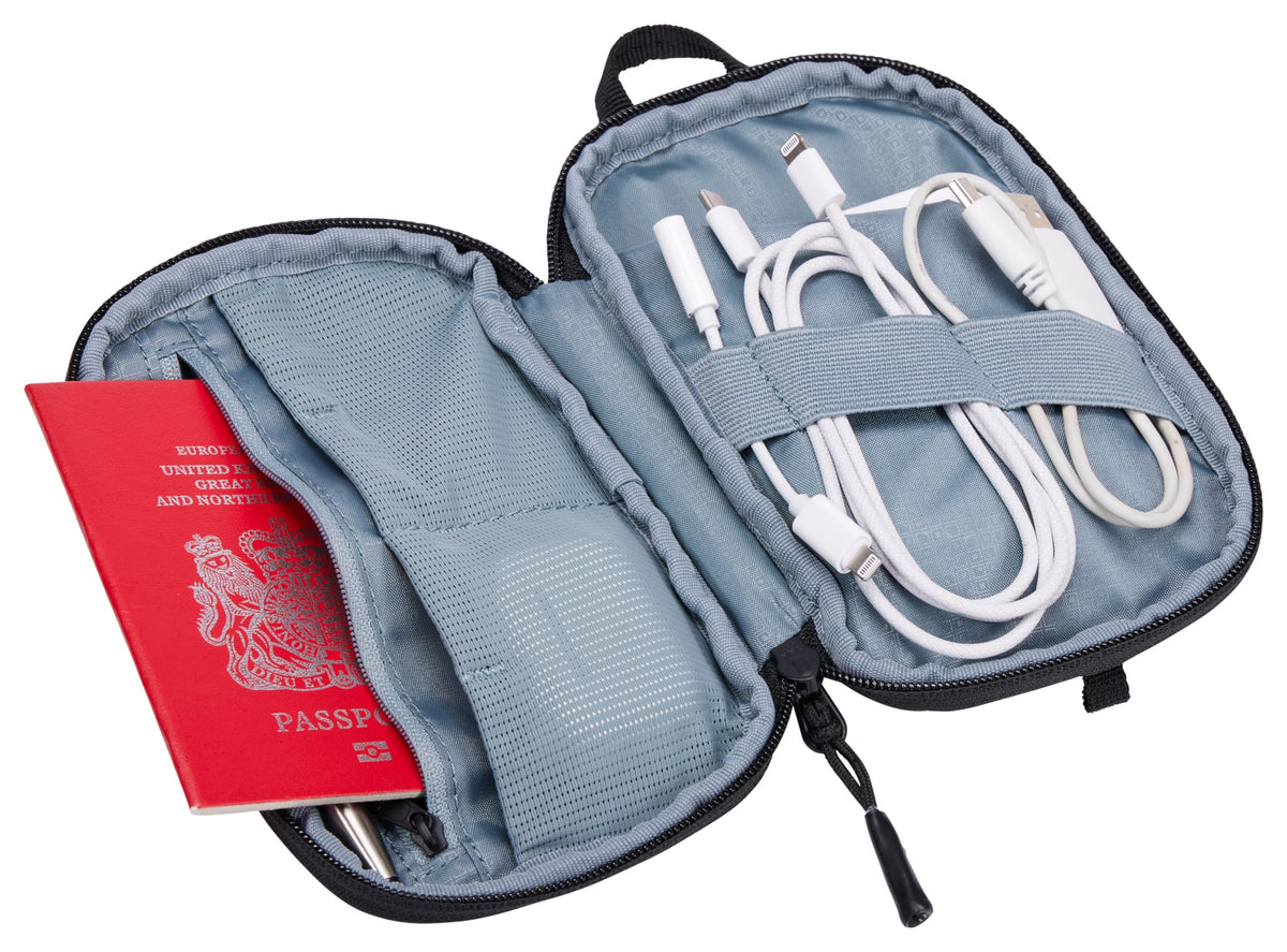 Thule Subterra PowerShuttle inside backpack demonstrating space-saving travel benefit