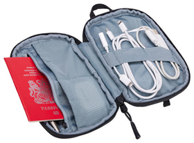 Thule Subterra PowerShuttle inside backpack demonstrating space-saving travel benefit