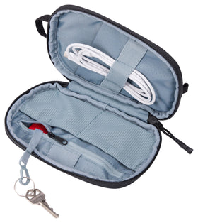 Thule Subterra PowerShuttle on desk in lifestyle scene showing tidy tech organization