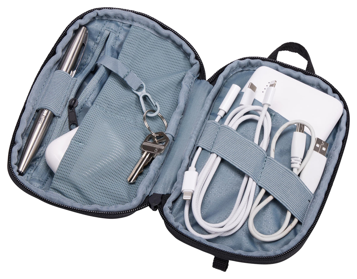 Thule Subterra PowerShuttle open layout showing organized pockets and cable loops