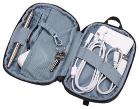 Thule Subterra PowerShuttle open layout showing organized pockets and cable loops