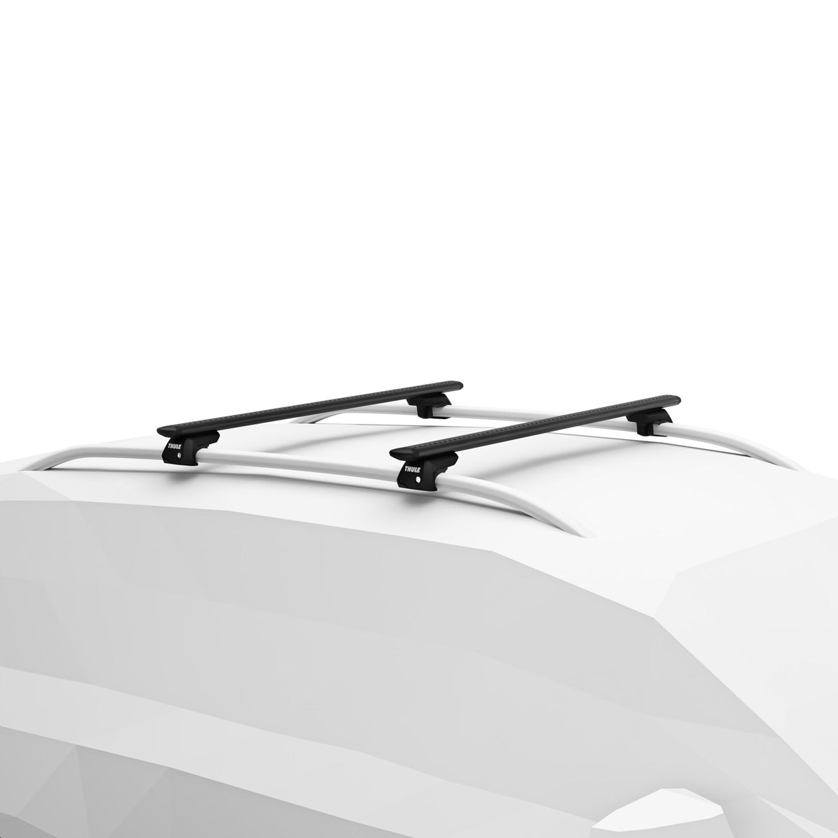 Thule WingBar Evo pivoting end cap closeup allowing easy T-track access