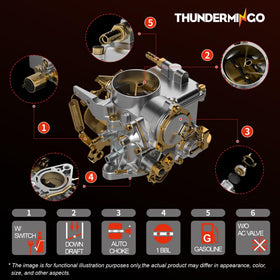 THUNDERMINGO carburetor beside ruler showing dimensions for fit checks