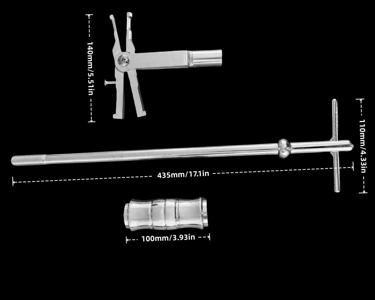 TIANAOKEJI puller components beside ruler for scale, helps choose correct size