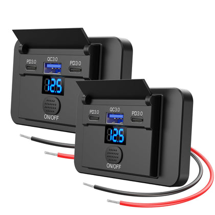 TIANWIDJEW front panel two-pack showing ports and switch for convenient charging