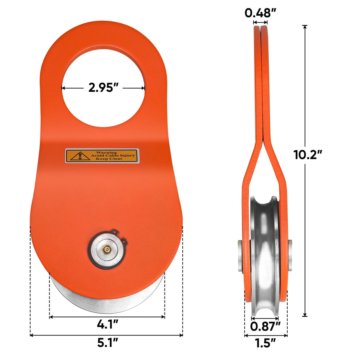 TICONN detail of dual rotatable rings showing swivel benefit: flexible pull angles